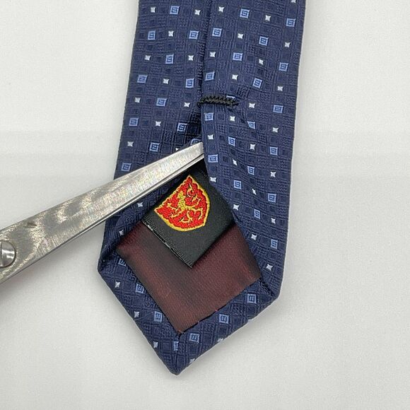 English Laundry Christopher‎ Wicks 100% Silk Blue Squares Logo Neck Tie - Picture 3 of 5